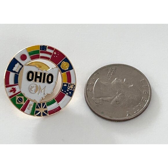 Ohio Odyssey Of The Mind Enamel Lapel Pin Global Flags OH OM - Picture 2 of 3